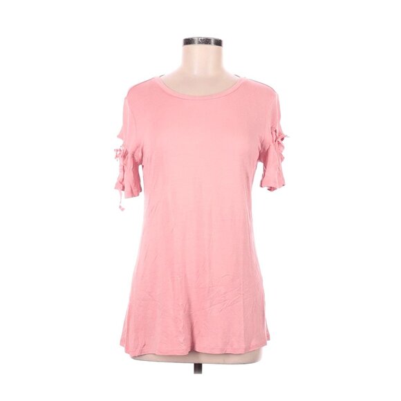 For The Republic Womens Pink Rayon Top With Bow Cut Out Sleeve Detail Size M - Picture 2 of 5